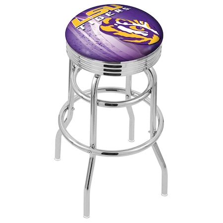 Holland Bar Stool Co 30" Chrome 2-Ring Louisiana State Swivel Bar Stool, Accent Ring L7C3C30LaStUn-D2